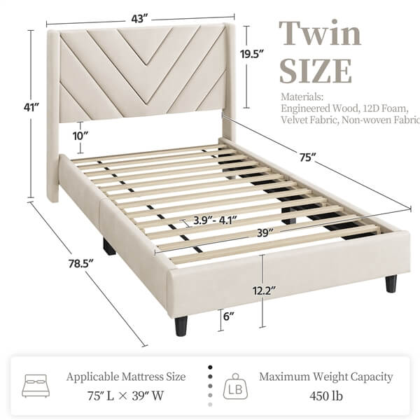 Yaheetech Bed Frame Upholstered Platform Bed - Image 21
