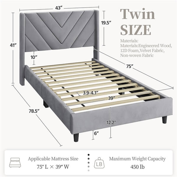 Yaheetech Bed Frame Upholstered Platform Bed - Image 22