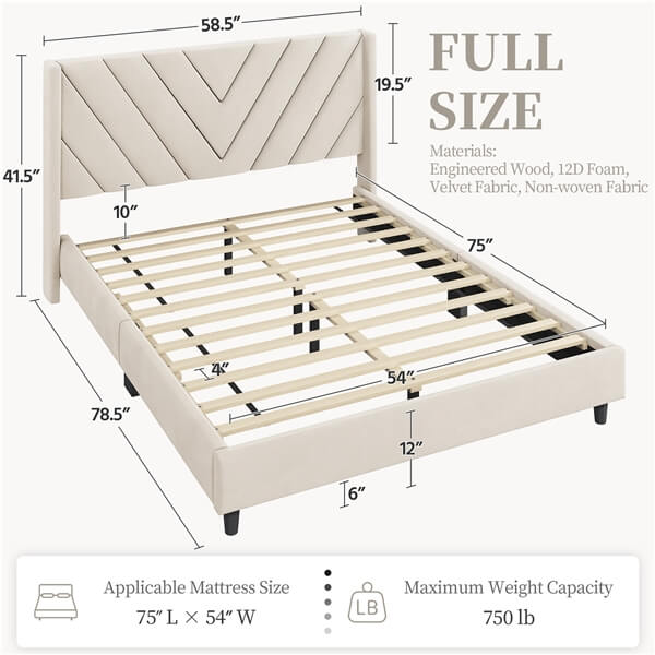 Yaheetech Bed Frame Upholstered Platform Bed - Image 3