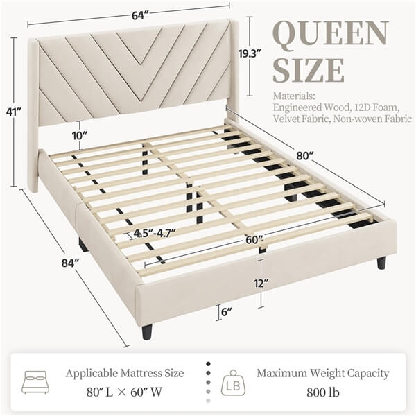 Yaheetech Bed Frame Upholstered Platform Bed - Image 4