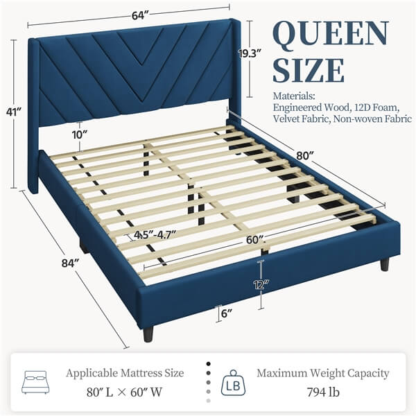 Yaheetech Bed Frame Upholstered Platform Bed - Image 5