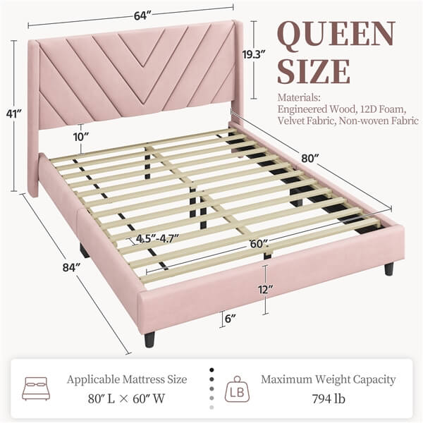 Yaheetech Bed Frame Upholstered Platform Bed - Image 6