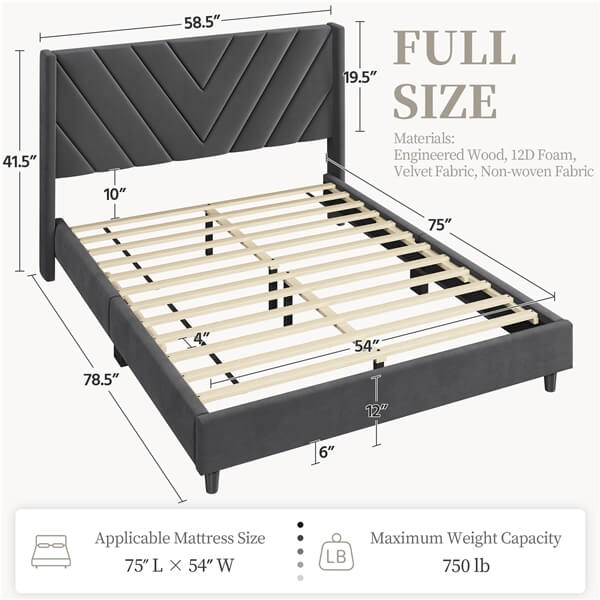 Yaheetech Bed Frame Upholstered Platform Bed - Image 7