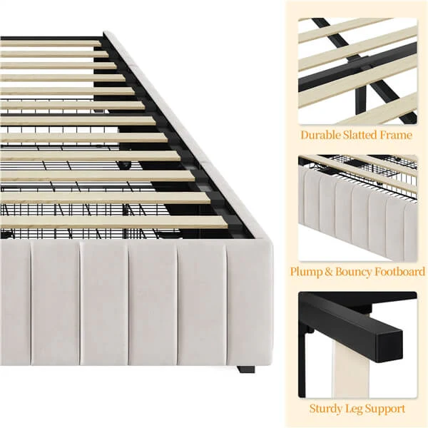 Yaheetech Upholstered Bed with Underbed 3 Storage Drawers - Image 10