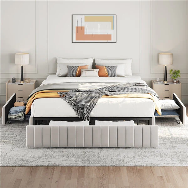 Yaheetech Upholstered Bed with Underbed 3 Storage Drawers - Image 16