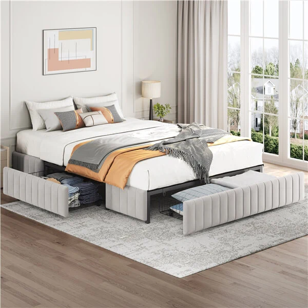 Yaheetech Upholstered Bed with Underbed 3 Storage Drawers - Image 19