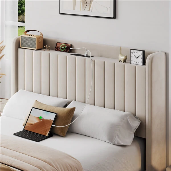 Yaheetech Bed Frame with USB Charging Station and Storage - Image 17