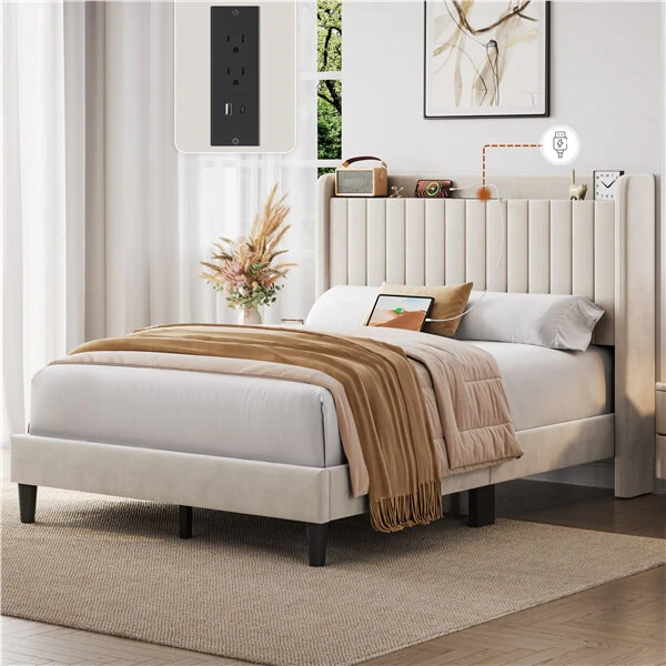Yaheetech Bed Frame with USB Charging Station and Storage - Image 22