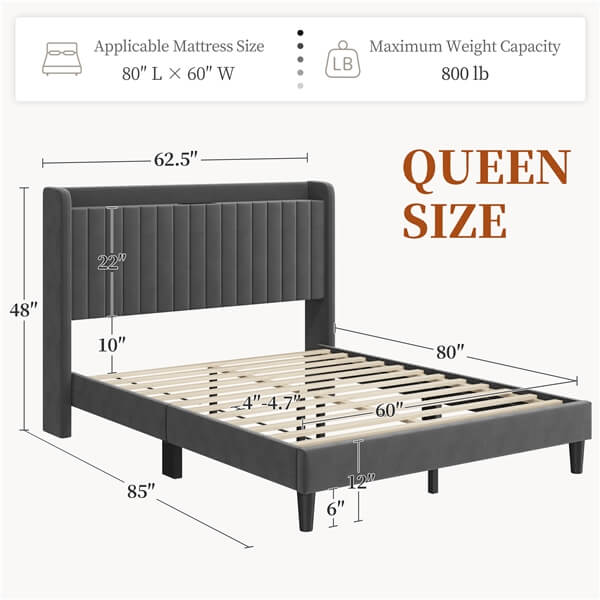 Yaheetech Bed Frame with USB Charging Station and Storage - Image 9