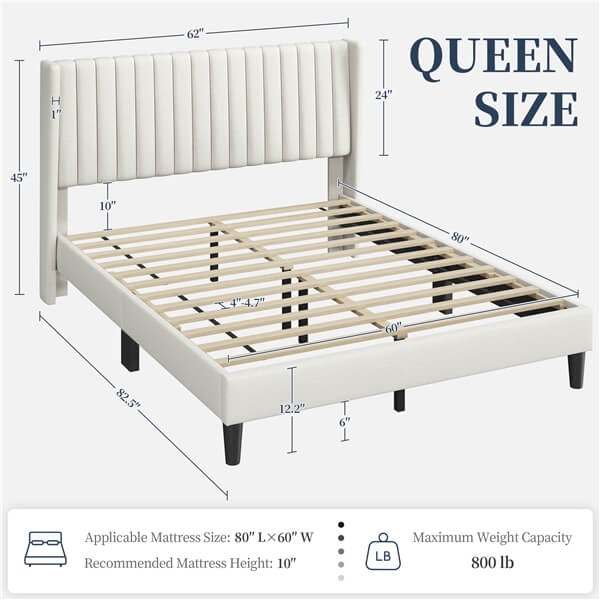 Yaheetech Bed Frame Upholstered Platform Bed with Fabric Headboard - Image 11