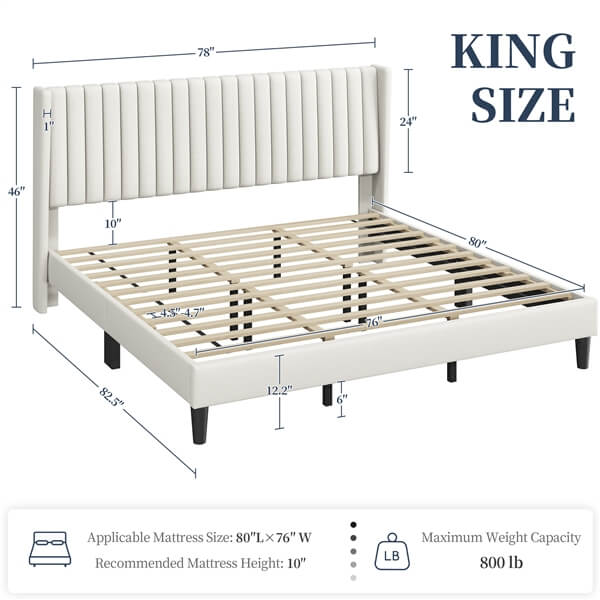Yaheetech Bed Frame Upholstered Platform Bed with Fabric Headboard - Image 12