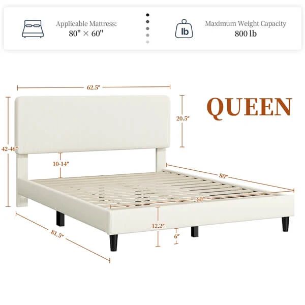 Yaheetech Bed Frames with Adjustable Headboard - Image 3