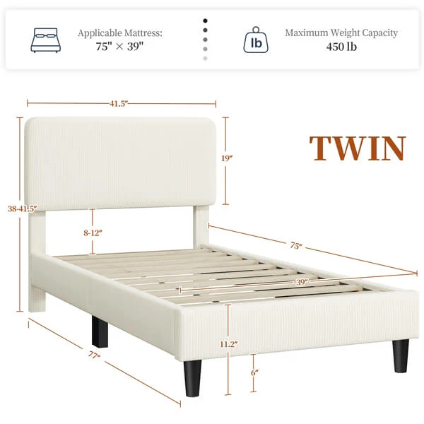 Yaheetech Bed Frames with Adjustable Headboard - Image 5