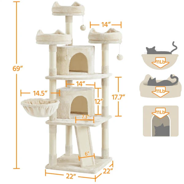 Yaheetech Big Cat House Plush Cat Tower 68.5 inch - Image 7