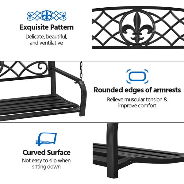 Yaheetech Black Outdoor Porch Swing - Image 5