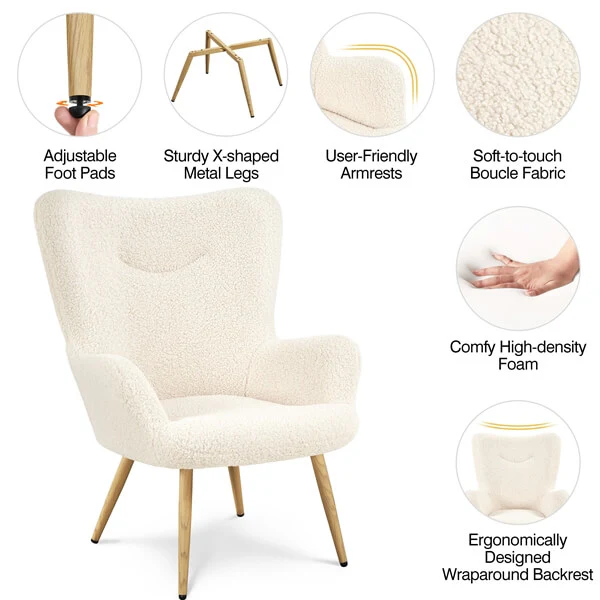 Yaheetech Boucle Accent Chair - Image 7
