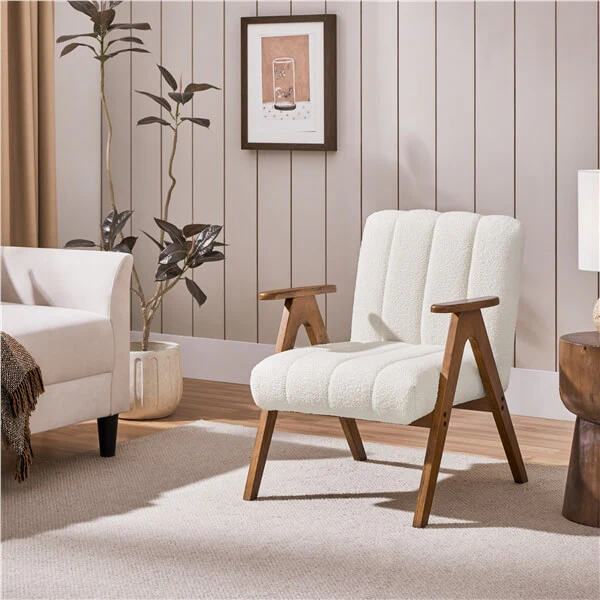 Yaheetech Boucle Fabric Mid Century Accent Chair - Image 11