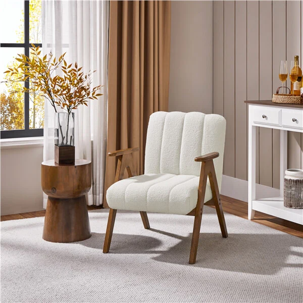 Yaheetech Boucle Fabric Mid Century Accent Chair - Image 12