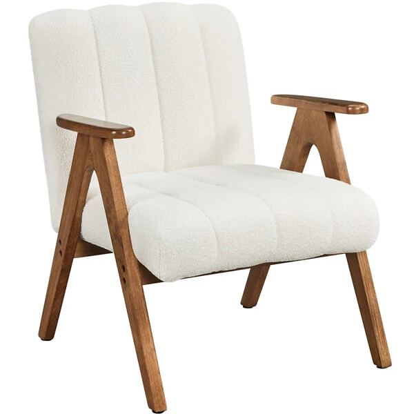 Yaheetech Boucle Fabric Mid Century Accent Chair - Image 2