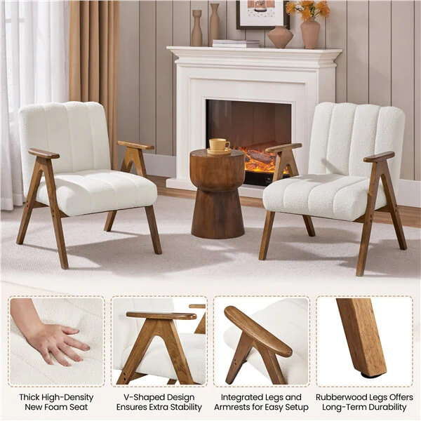Yaheetech Boucle Fabric Mid Century Accent Chair - Image 6