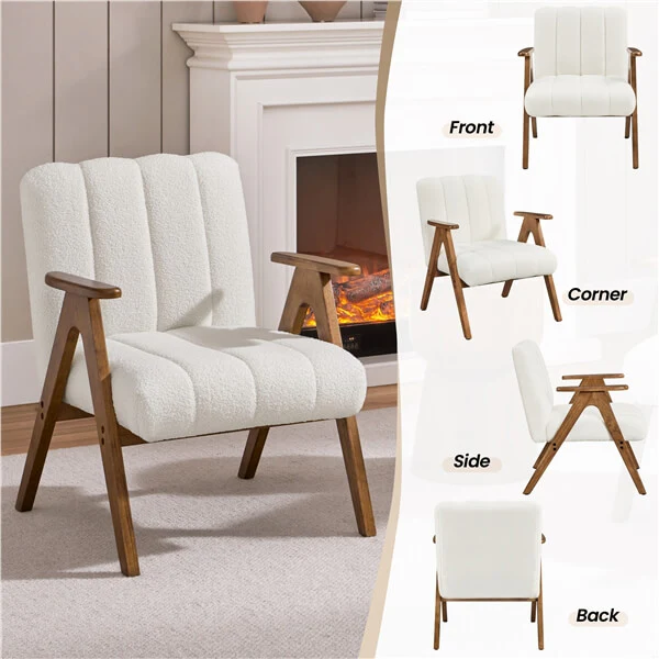 Yaheetech Boucle Fabric Mid Century Accent Chair - Image 8
