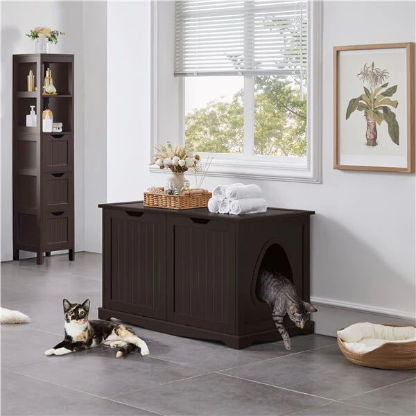 Yaheetech Cat Litter Box Enclosure, Litter Cabinet Furniture Hidden - Image 8