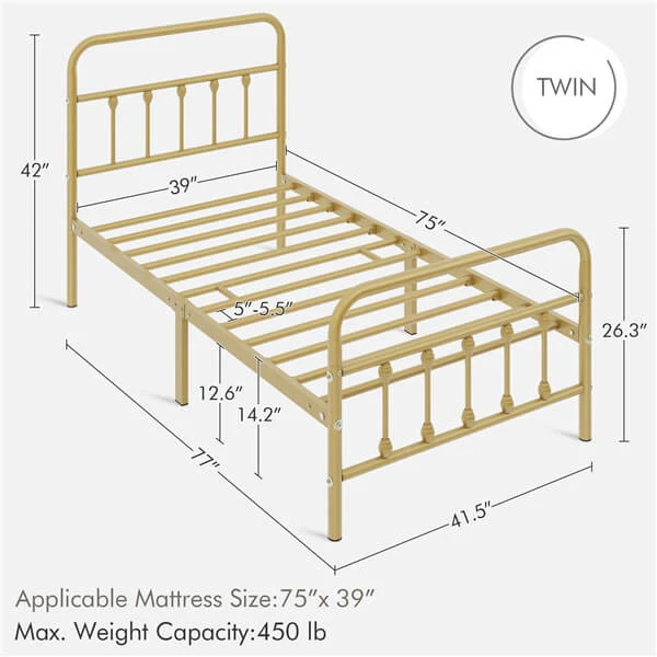 Yaheetech Classic Metal Platform Bed Frame - Image 7
