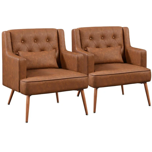 Yaheetech Comfy Upholstered Reading Chair Wood Leg - Image 2