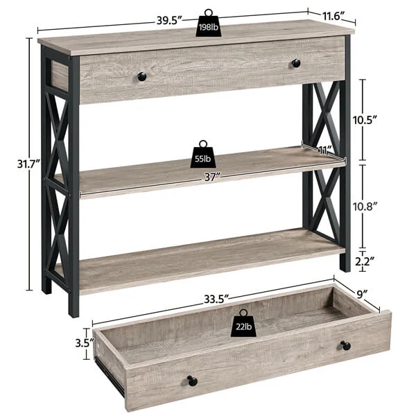 Yaheetech Console Table with Drawer - Image 6