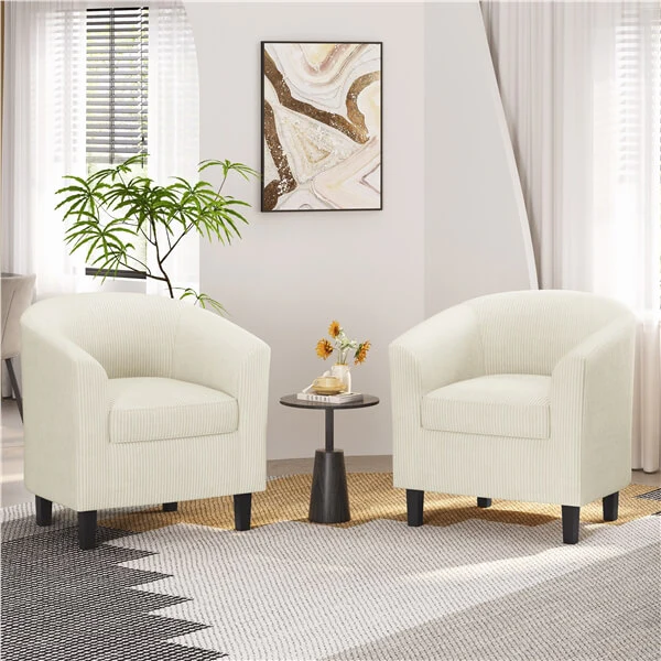 Yaheetech Corduroy Barrel Chair - Image 15
