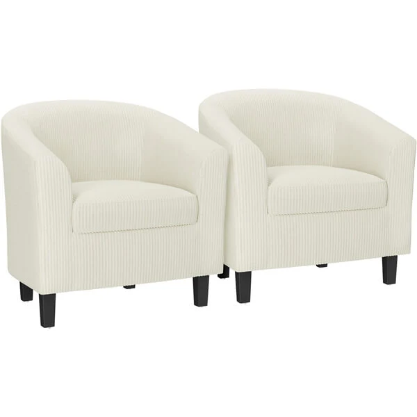 Yaheetech Corduroy Barrel Chairs Set of 2 - Image 2