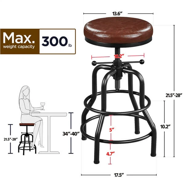 Yaheetech Counter Height Adjustable Bar Stools - Image 3