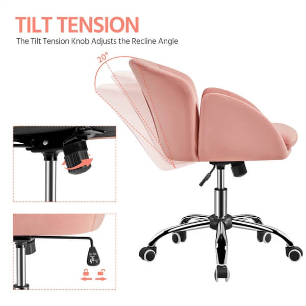 Yaheetech Cute Velvet Desk Chair for Home Office - Image 5