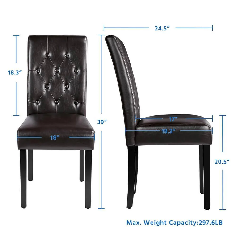 Yaheetech Button Tufted Dining Chairs Parsons Chair Set of 2 - Image 3