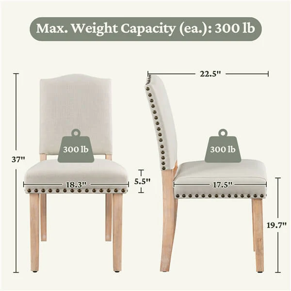 Yaheetech Dining Room Chair Fabric Parsons Chairs with Nailhead Trim - Image 3
