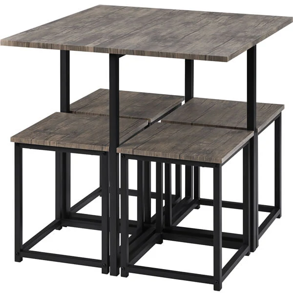 Yaheetech Dining Table Set for 4 Industrial Kitchen Table with 4 Chairs - Image 3