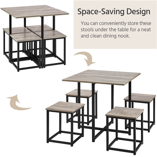 Yaheetech Dining Table Set for 4 Industrial Kitchen Table with 4 Chairs - Image 7