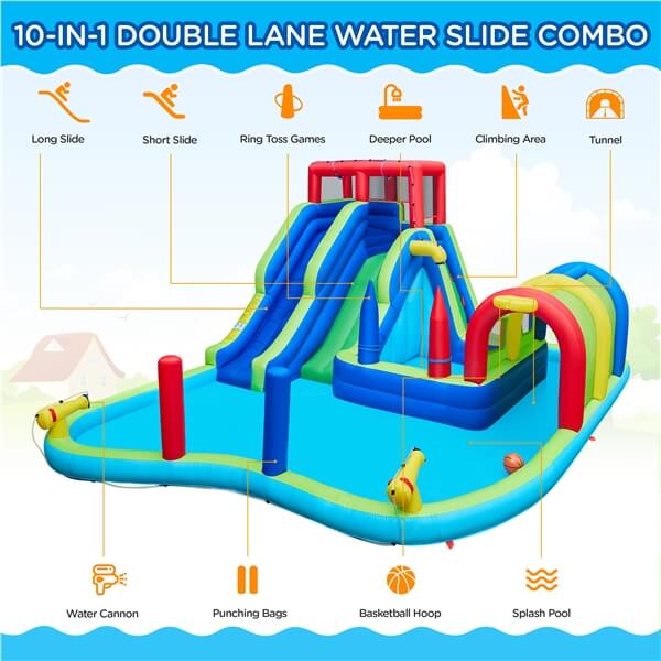 Yaheetech Double Lane Water Slide Combo - Image 6