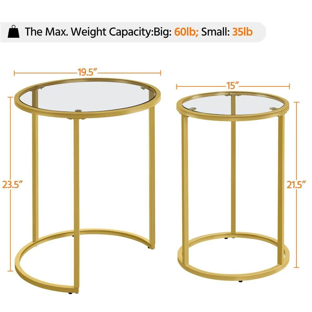 Yaheetech End Table Set Gold - Image 3