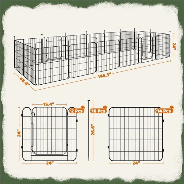 Yaheetech Expandable Dog Playpen, 16 Panel 24/32 inch - Image 4