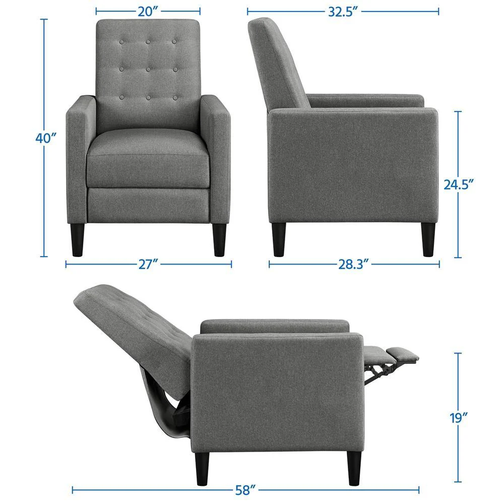Yaheetech Fabric Recliner Chair Mid-Century Modern Recliner - Image 3