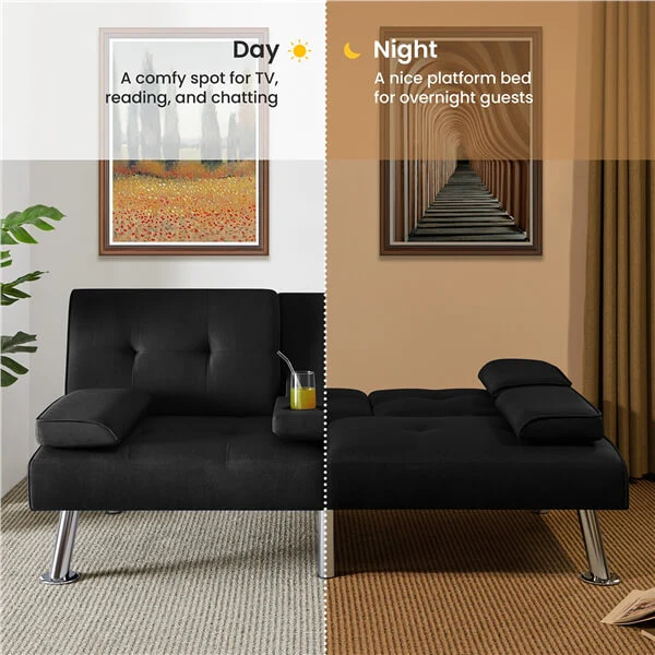 Yaheetech Convertible Sofa Bed Adjustable Fabric Couch - Image 6