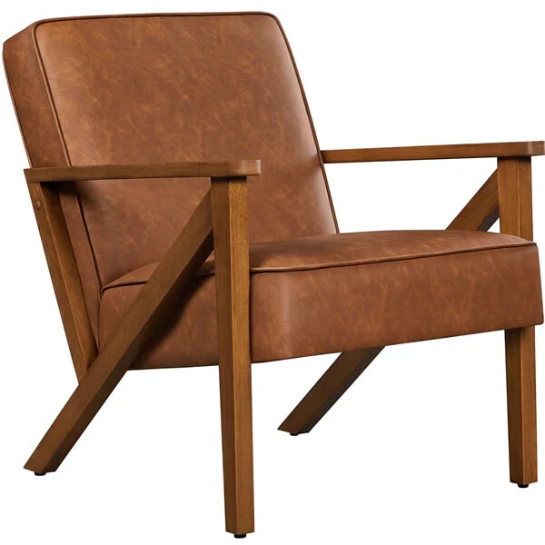 Yaheetech Faux Leather Armchair with Z-shaped Wood Legs - Image 3