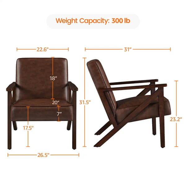 Yaheetech Faux Leather Armchair with Z-shaped Wood Legs - Image 5