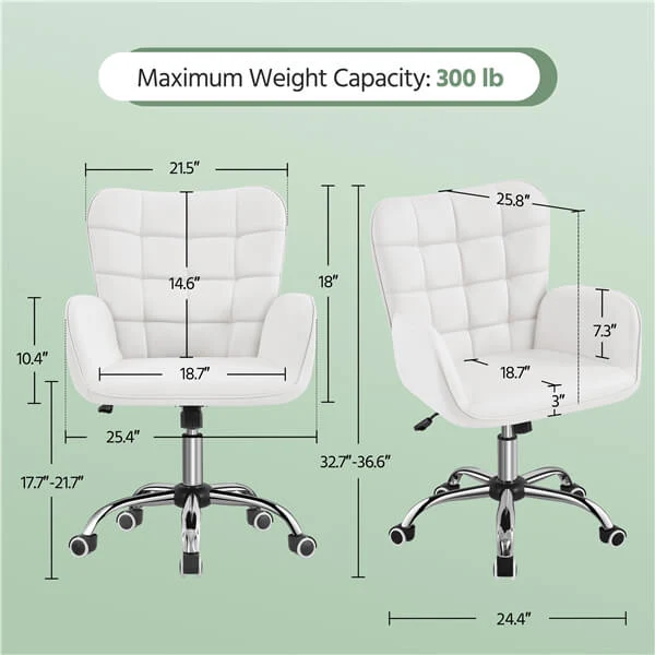 Yaheetech Faux Leather Office Chair Modern Vanity Chair - Image 3