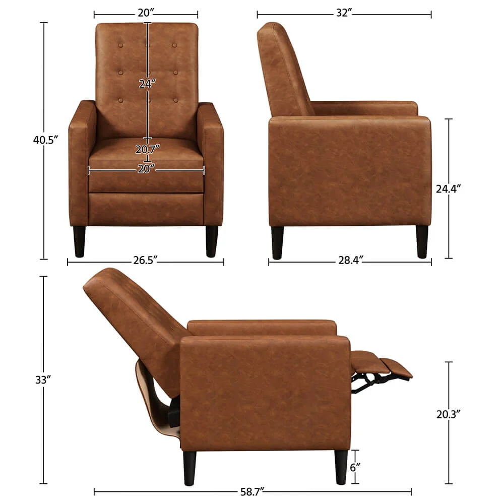 Yaheetech Faux Leather Recliner Chair - Image 3