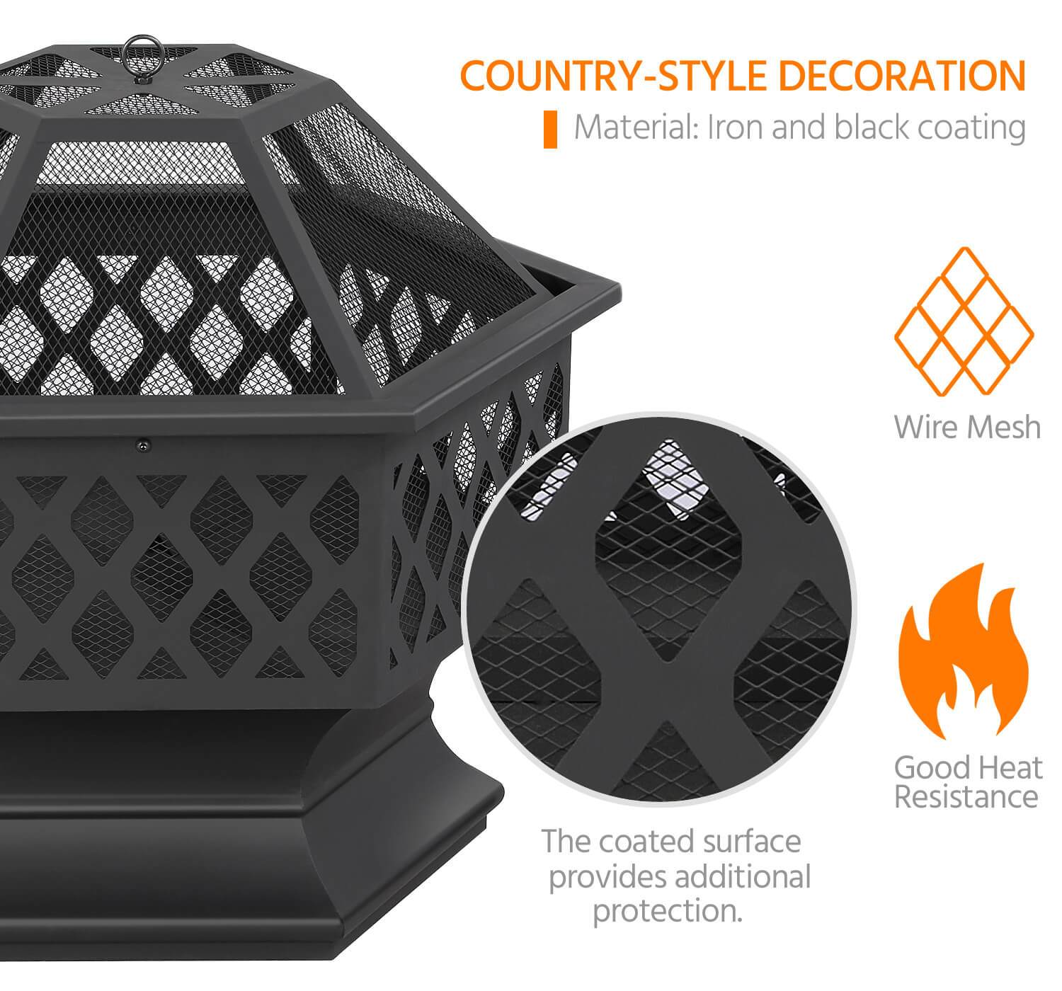 Yaheetech Hex Shaped Fire Bowl - Image 9