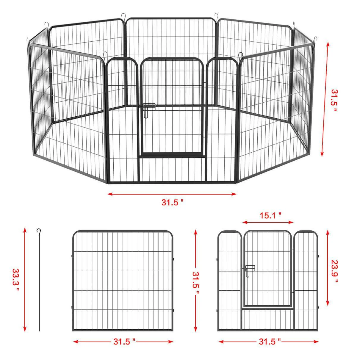 Yaheetech Puppy Playpen 8 Panels 32 Inch - Image 3