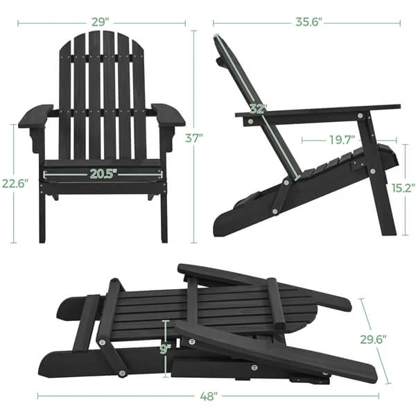 Yaheetech Folding Adirondack Chair Set of 2 - Image 3