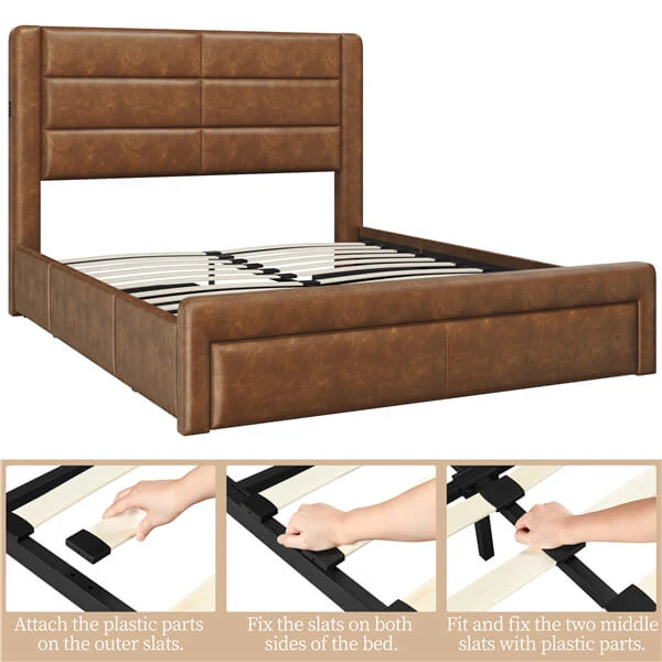 Yaheetech Bed Frame with 2 USB Charging Stations - Image 5